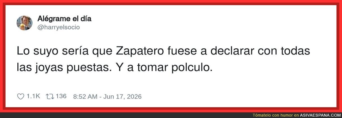 Zapatero declarando que s&iacute;, que todas las joyas son suyas y que si quiere se lleva el polcuelo tambi&eacute;n