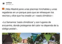 Madrid crea un oasis clim&aacute;tico y los madrile&ntilde;os lo convierten en un acuapark de barrio sin permiso