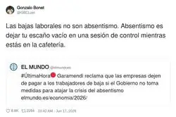 Absentismo es cuando te pillas una sesi&oacute;n de control en la cafeter&iacute;a, no cuando directamente no apareces por el curro
