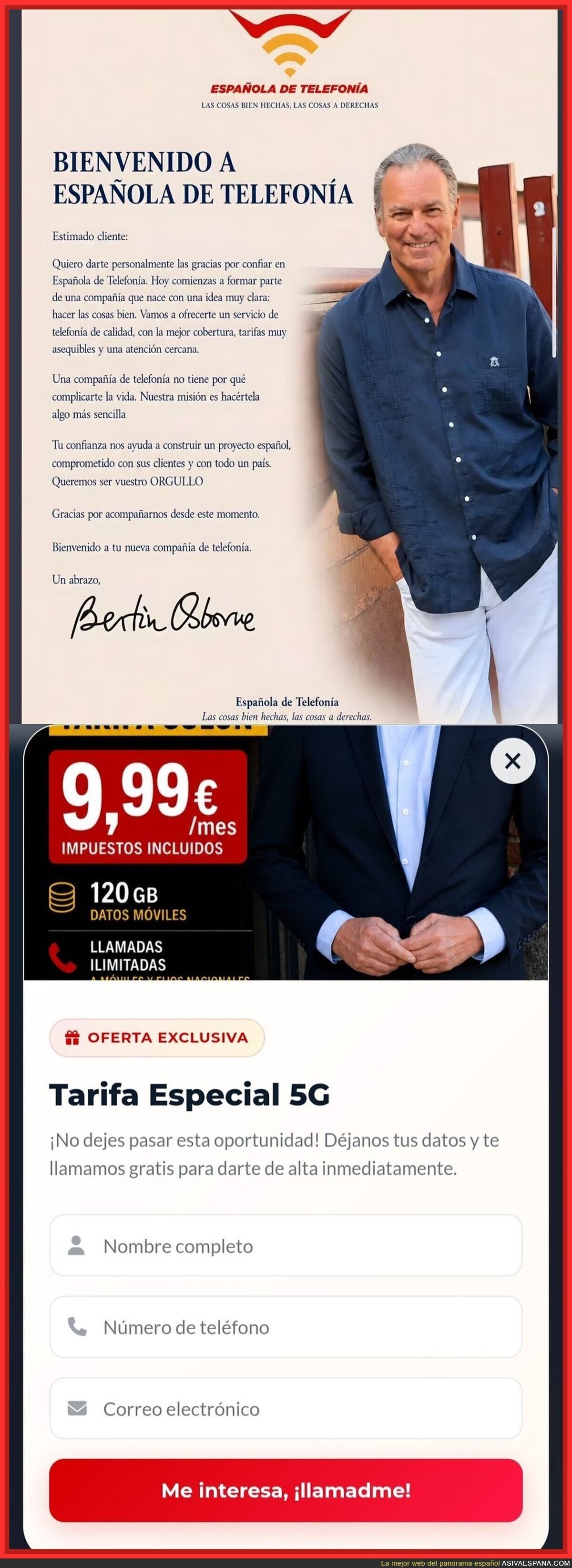Bert&iacute;n Osborne lanza una compa&ntilde;&iacute;a telef&oacute;nica de derechas