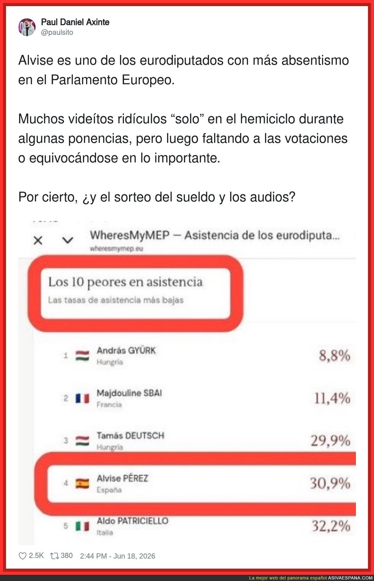 Álvise: "y el sorteo del sueldo?"