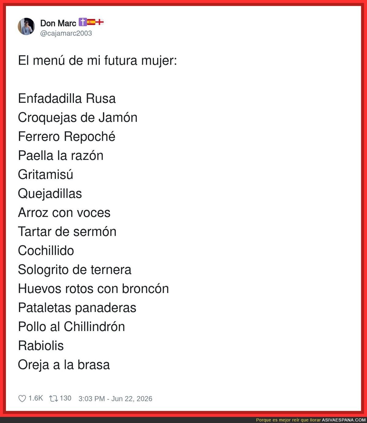 El menú tradicional de la mujer española