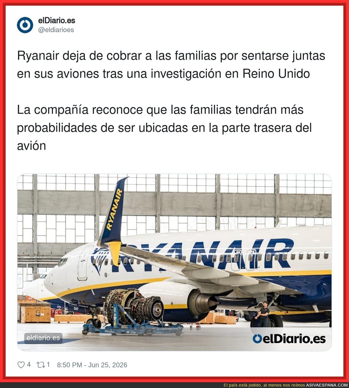 Ryanair: "Gratis el asiento, pero te cobro por respirar cerca del ala"