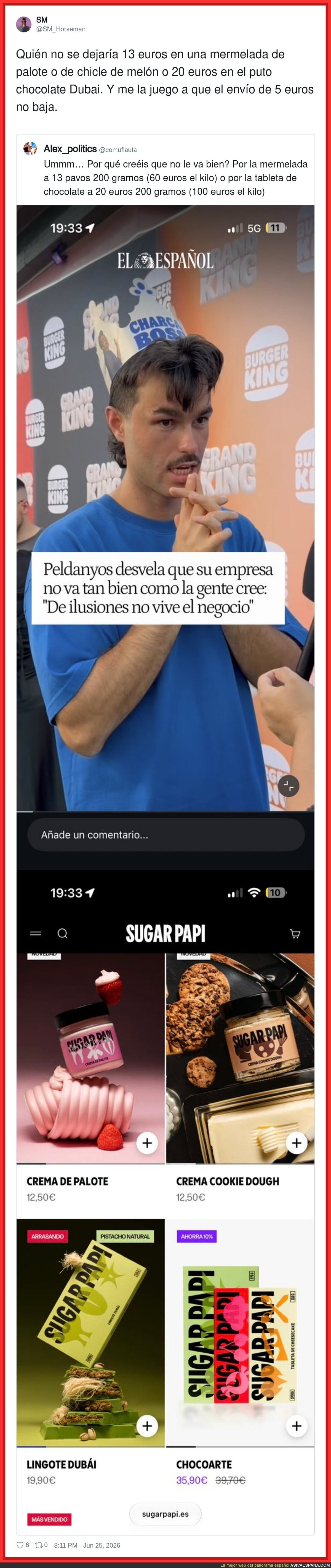 Peldanyos descubriendo que su empresa de snacks de lujo a 35 euros cuesta m&aacute;s que la n&oacute;mina de la gente