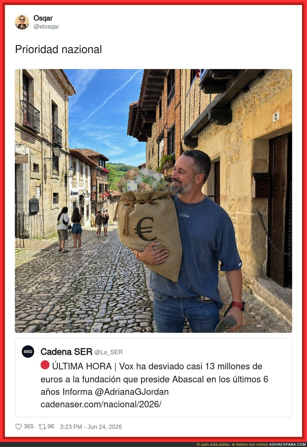 Cuando tu prioridad nacional es literalmente un saco de euros