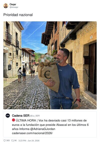 Cuando tu prioridad nacional es literalmente un saco de euros
