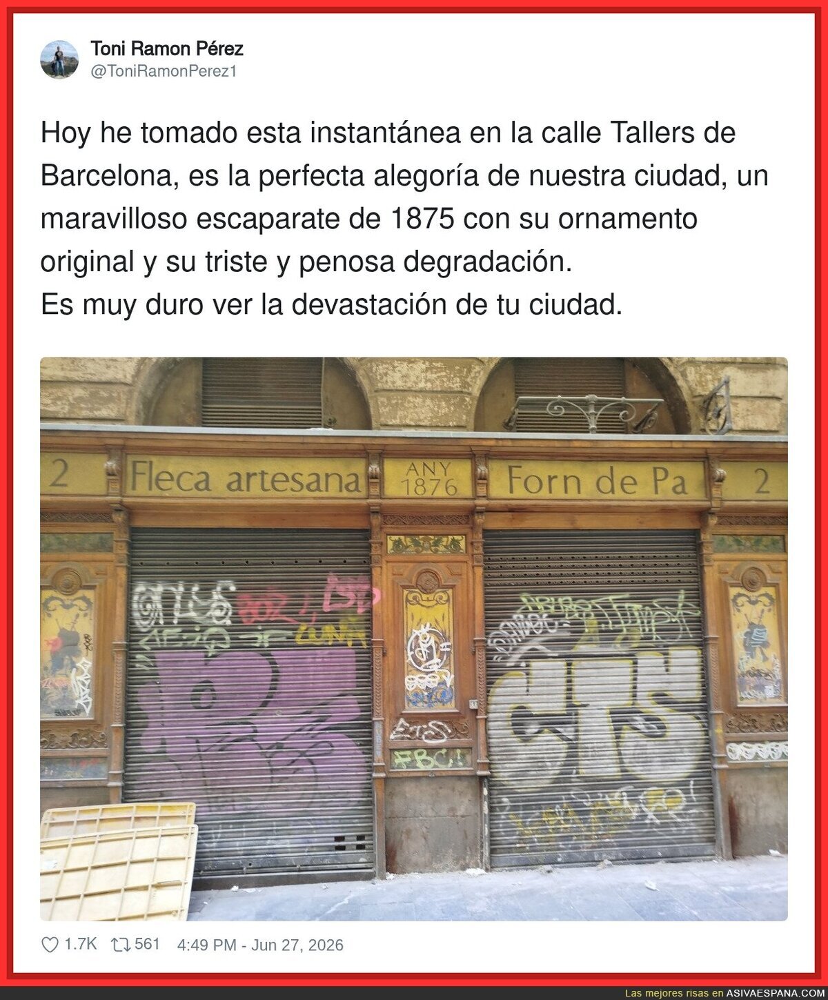 Cuando dices que Barcelona es una joya arquitectónica pero la realidad te da un puñetazo directo a la nostalgia
