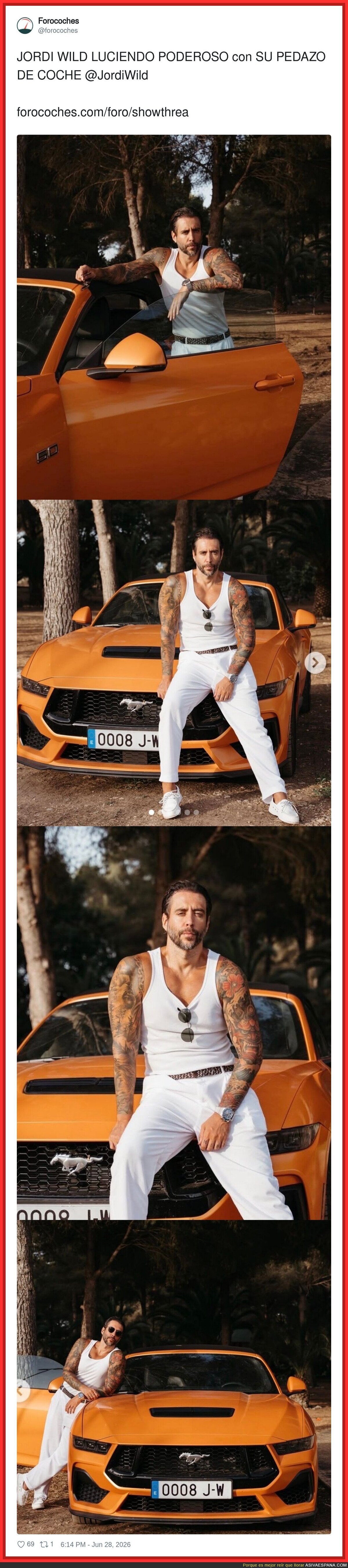 Jordi Wild descubri&oacute; que el Mustang era m&aacute;s fotog&eacute;nico que &eacute;l y decidi&oacute; competir