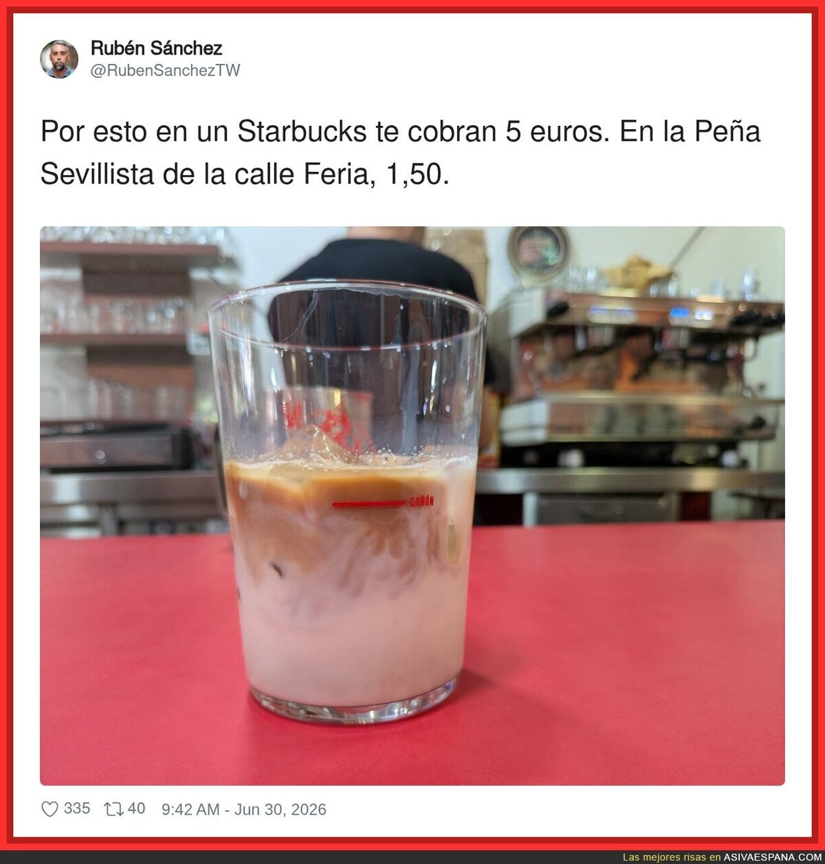 Starbucks: 5 euros por agua con caf&eacute; de adorno. La Pe&ntilde;a: 1,50 y te lo prepara la abuela con amor