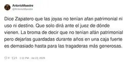 Dice Zapatero que las joyas no ten&iacute;an afan patrimonial ni uso ni destino
