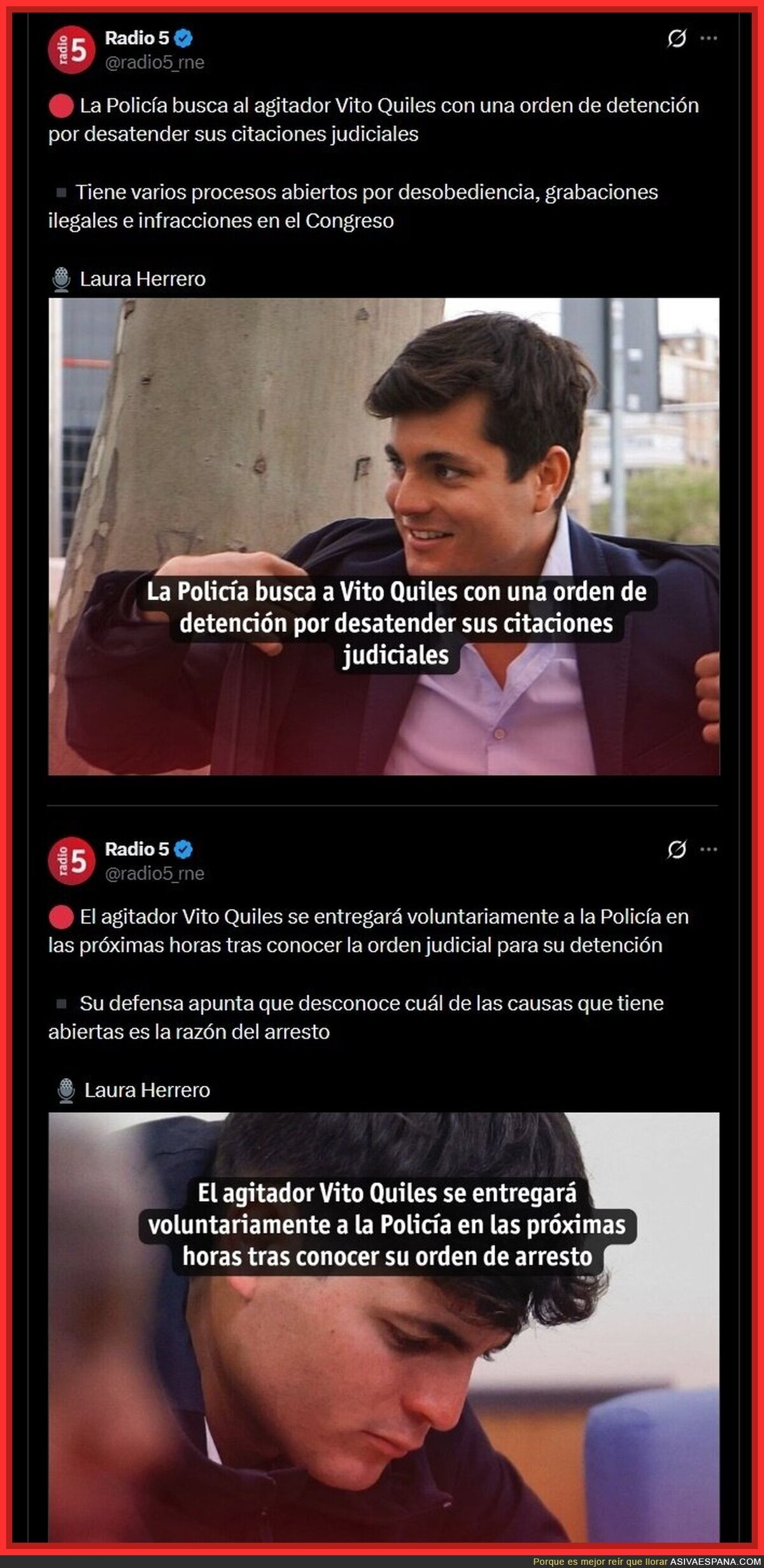 Vito Quiles, en b&uacute;squeda y captura por no acatar citaciones judiciales, se entregar&aacute; voluntariamente a la Polic&iacute;a