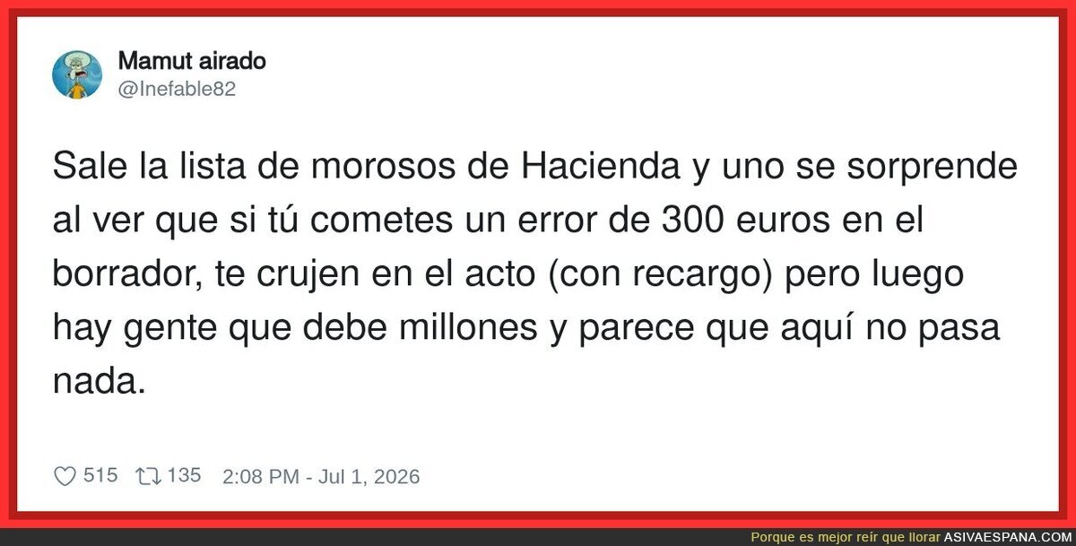 Yo tampoco entiendo c&oacute;mo la gente puede deber tanta pasta y vivir tan tranquilos