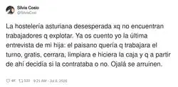 La hosteler&iacute;a pidiendo trabajadores gratis