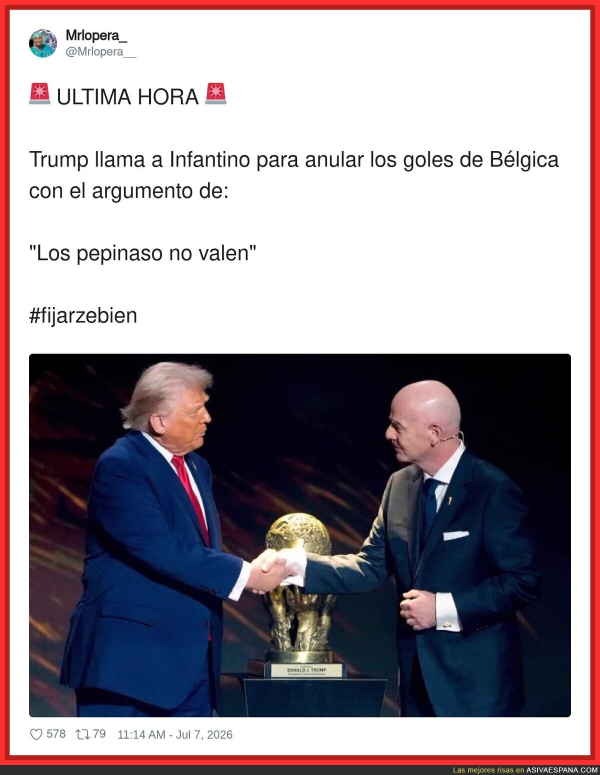 Trump descubriendo que los pepinazos no son táctica oficial de la FIFA