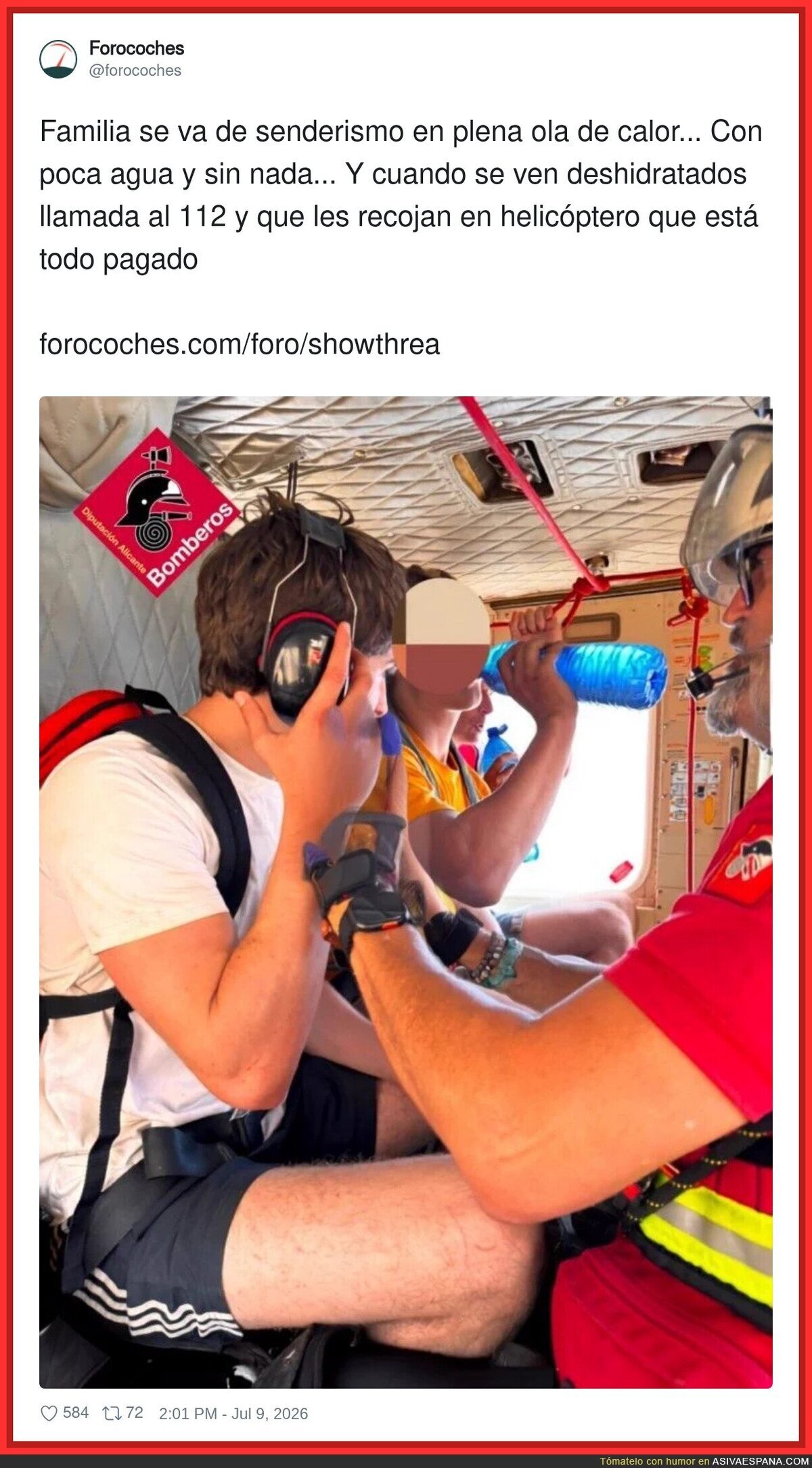 La familia española cuando le tiene el helicóptero de rescate gratis
