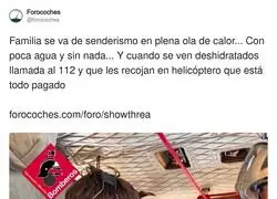 La familia espa&ntilde;ola cuando le tiene el helic&oacute;ptero de rescate gratis