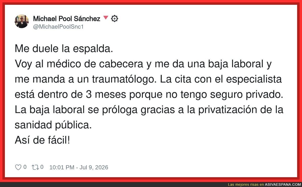 La sanidad p&uacute;blica: te arregla un problema y te crea tres m&aacute;s en el camino