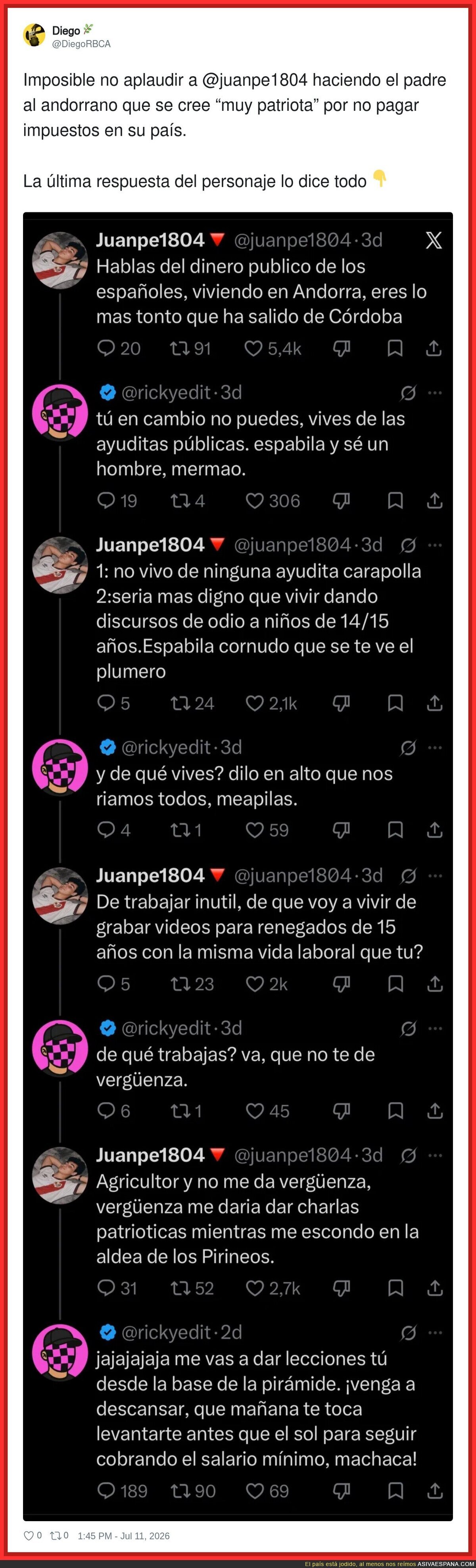 Padreada hist&oacute;rica a rickyedit, por @DiegoRBCA