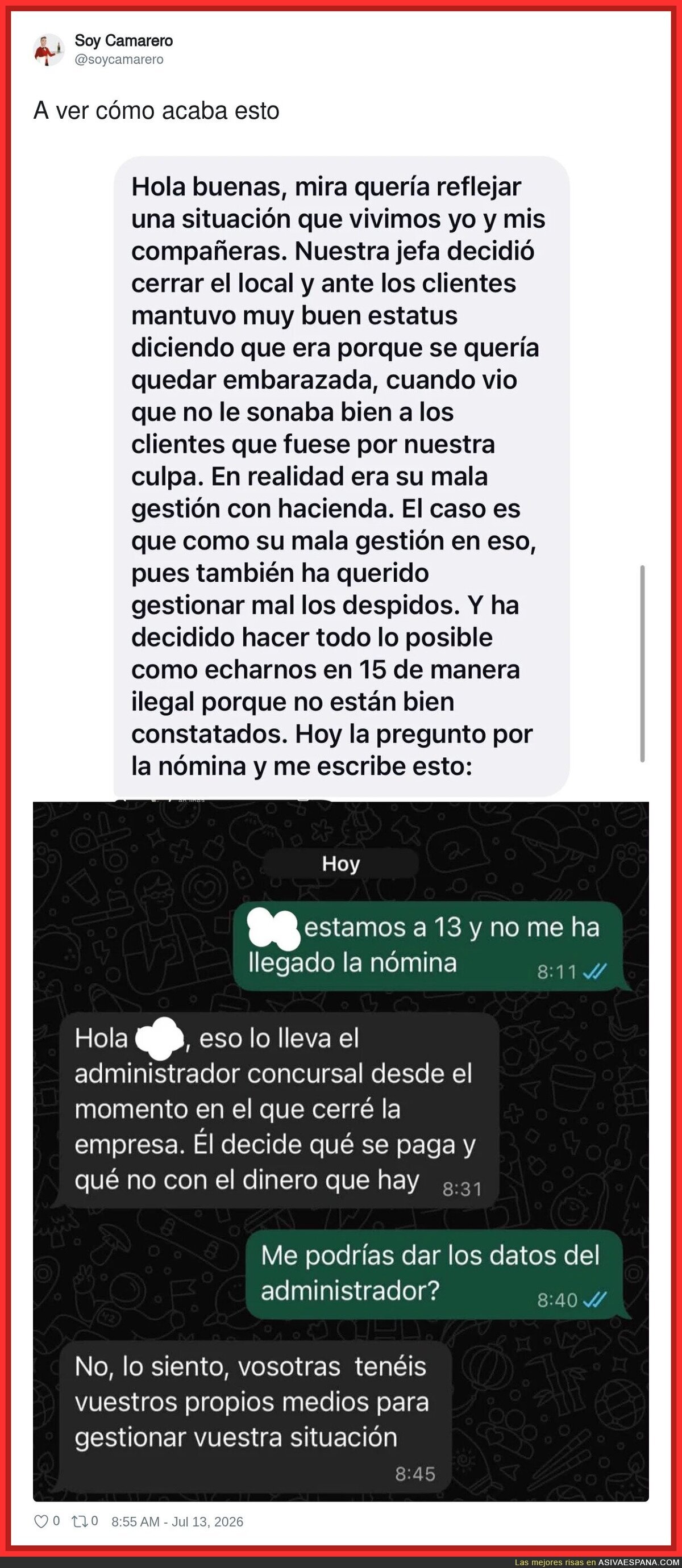 Mal rollito, siempre pagan los currantes, por @soycamarero