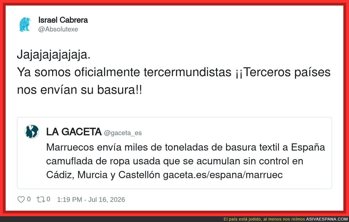 Marruecos nos env&iacute;a su basura, por partida doble