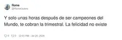 Campeones del mundo pero ni para pagar el alquiler, que cosas