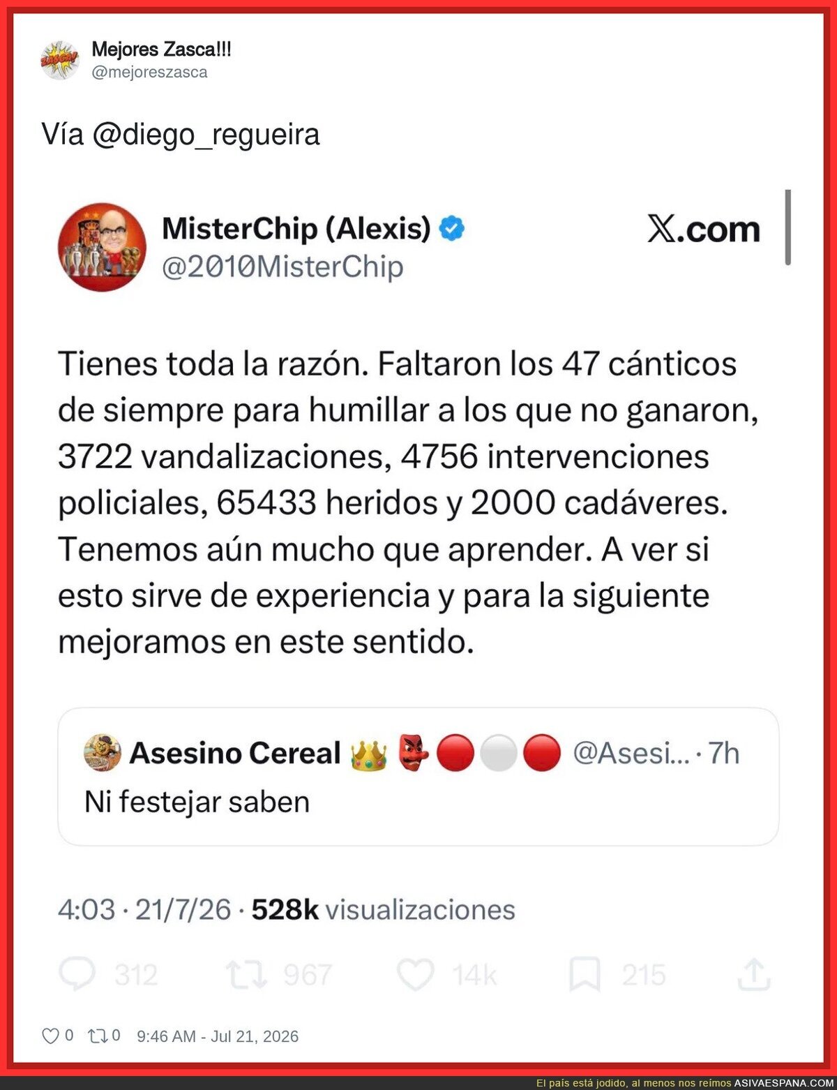 Ni celebrar saben, dice