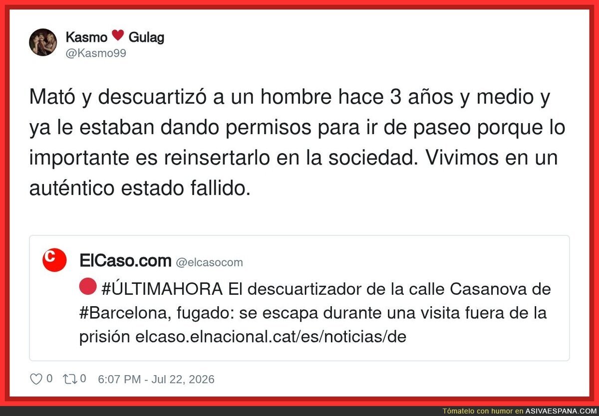 Reinserci&oacute;n social: 3/10, ejecuci&oacute;n: 10/10