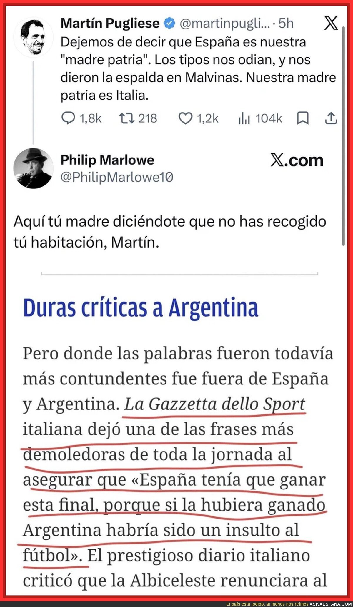 Tu madre patria te dice que recojas tu habitaci&oacute;n, Mart&iacute;n