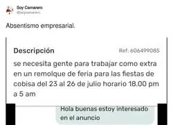 13 a&ntilde;os de experiencia para ganar 50&euro; por 11 horas trabajando en una feria a las 4 de la ma&ntilde;ana, s&iacute; se&ntilde;or, esto es vivir