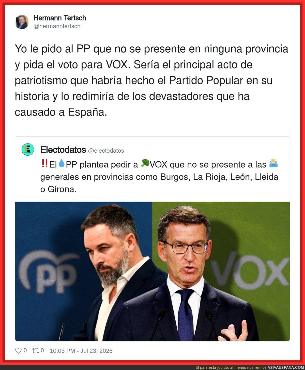 El PP pidiendo a VOX que no se presente es como pedirle a tu ex que no vaya a la misma fiesta despu&eacute;s de haberla arreglado todo