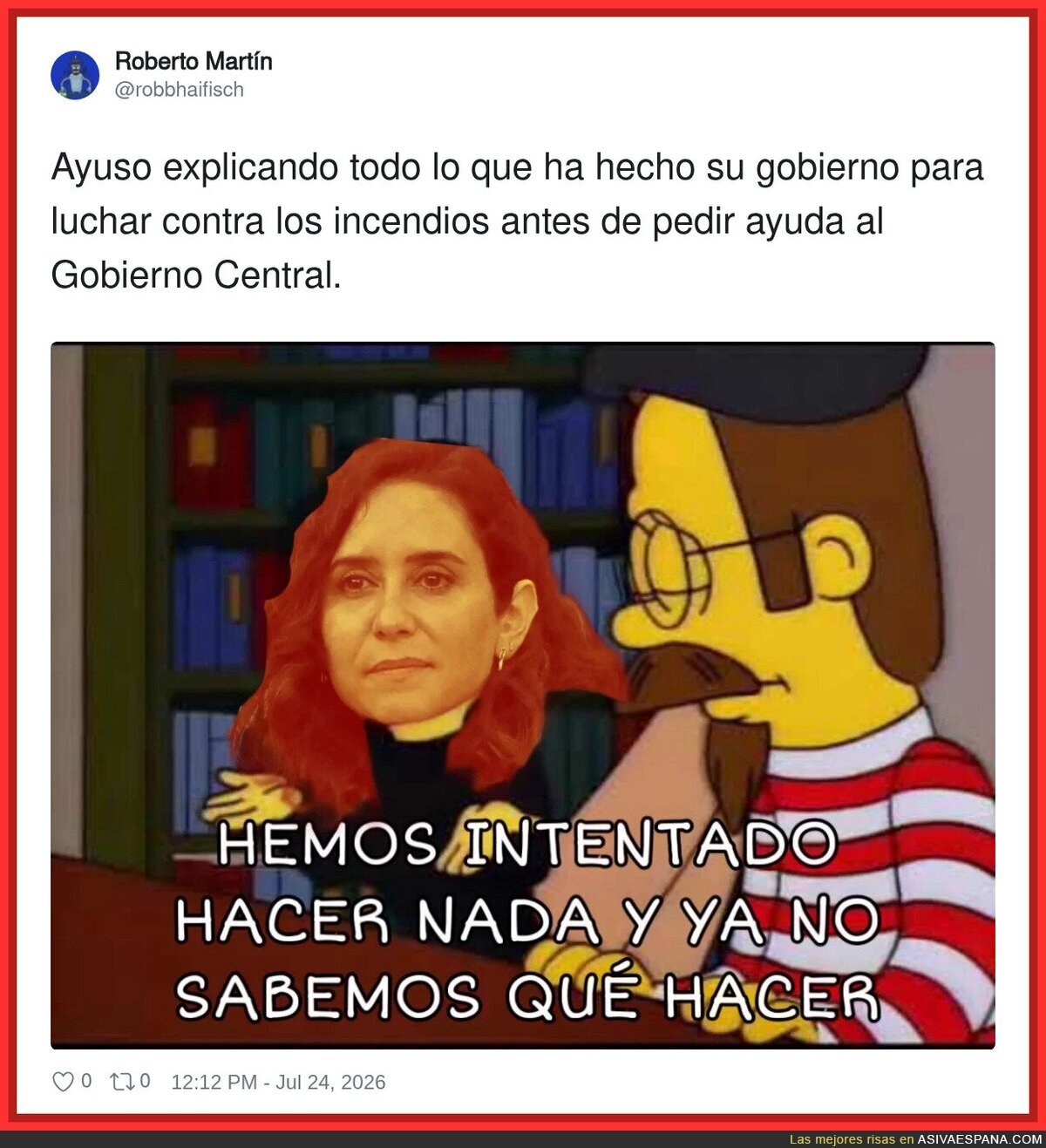 Ayuso explicando c&oacute;mo intent&oacute; apagar los incendios con pura fe y determinaci&oacute;n