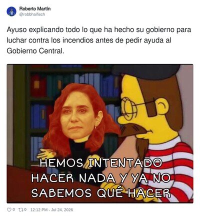 Ayuso explicando c&oacute;mo intent&oacute; apagar los incendios con pura fe y determinaci&oacute;n