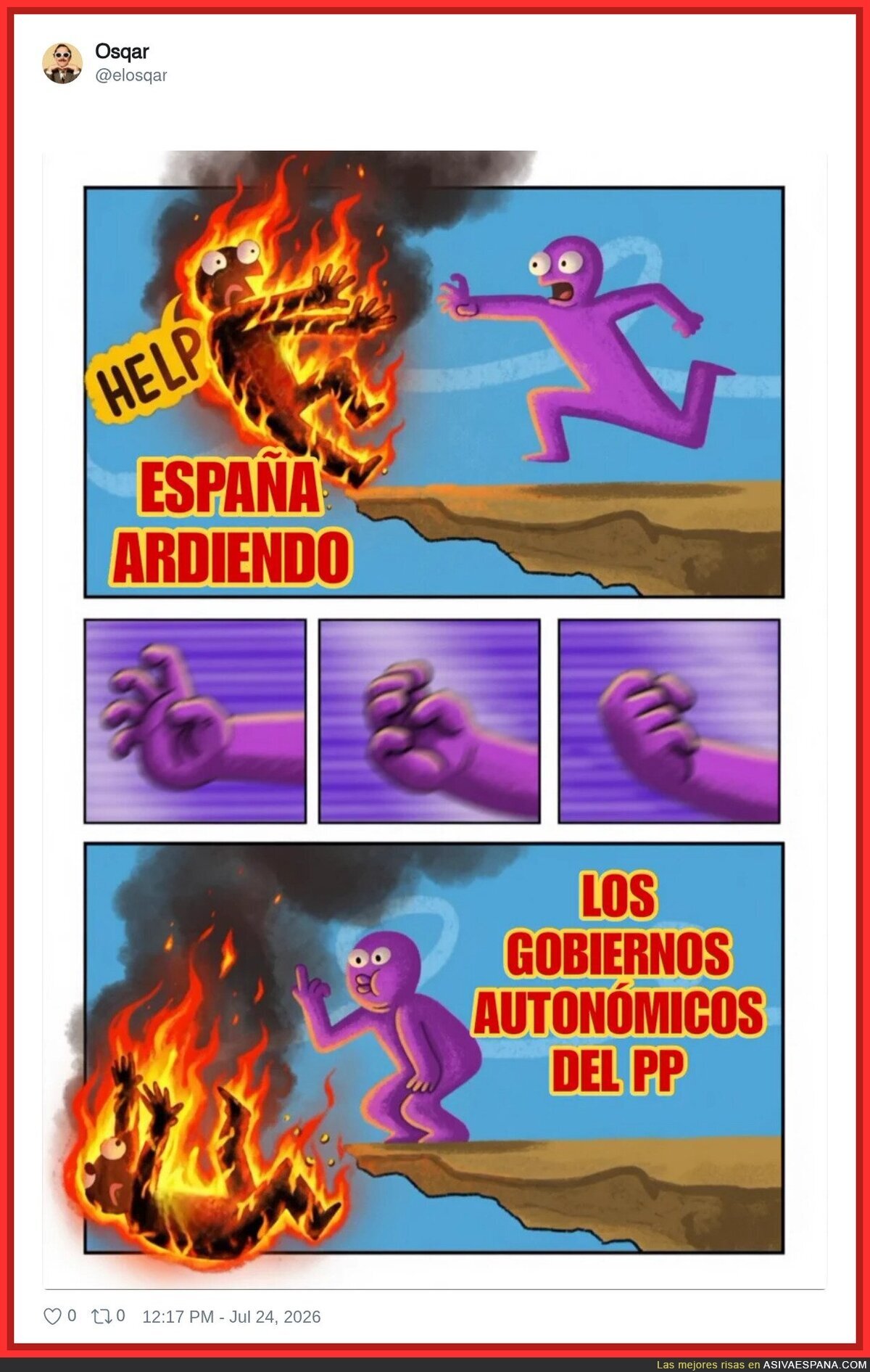 Espa&ntilde;a ardiendo mientras los gobiernos aut&oacute;nomos del PP simplemente corren sin hacer nada