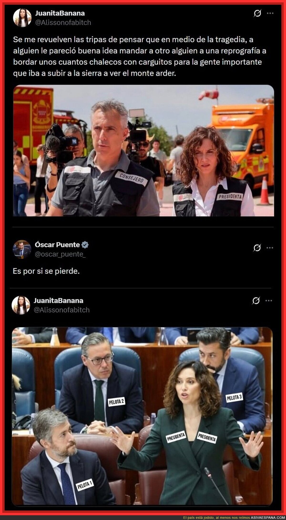 Un chaleco con cartelito de "PRESIDENTA"... si con esto no se extingue el fuego, yo ya no s&eacute;...