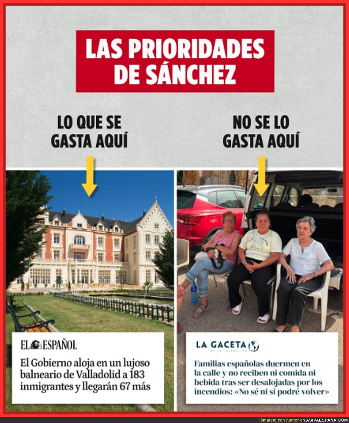 El Gobierno gastando en palacetes mientras la abuela se sienta en la calle, qu&eacute; prioridades
