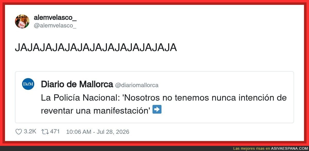 Cuando la Polic&iacute;a Nacional te dice que no iban a desalojar manifestantes y luego ves los v&iacute;deos