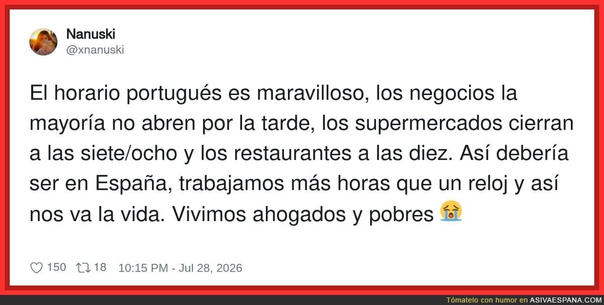 B&aacute;sicamente, Portugal nos est&aacute; haciendo un favor mientras nosotros aqu&iacute; molidos a curro