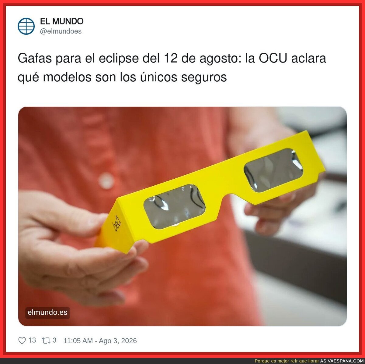 La OCU descubriendo que puede vender gafas de cart&oacute;n por 15 euros