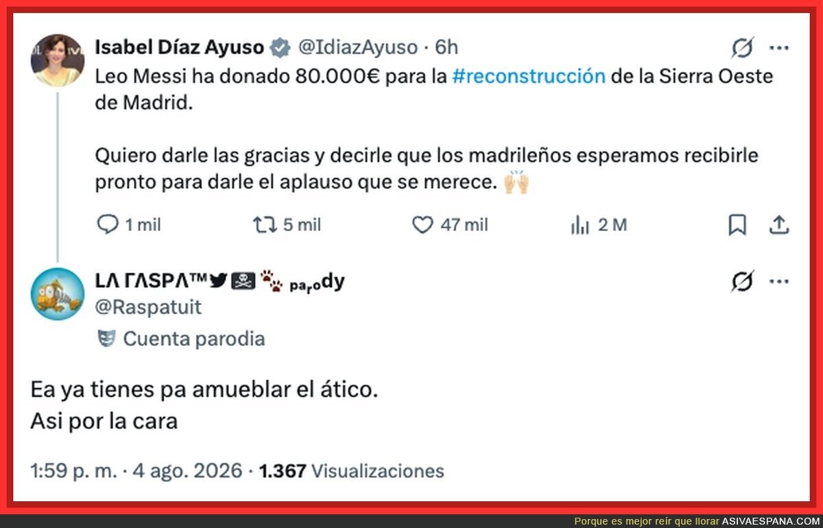 Messi pagando los muebles a Aysuo