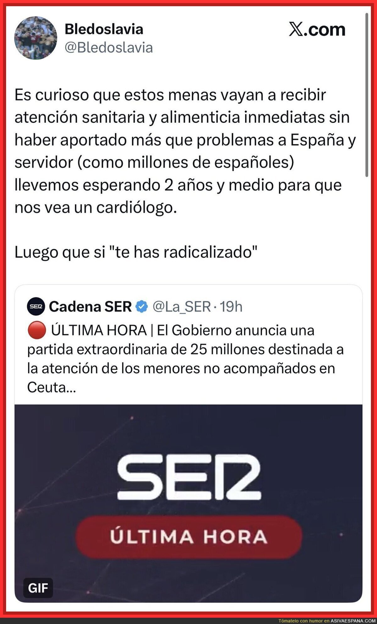 Ah, pero cuando llega la pasta para menores no acompa&ntilde;ados, de repente el servidor funciona como un rayo