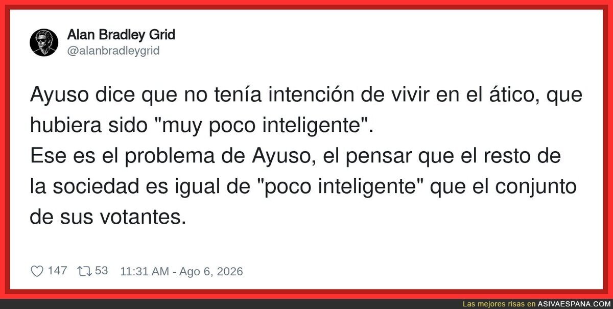 Ayuso descubre que el resto no somos tan listos como ella, qu&eacute; sorpresa