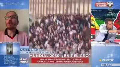 Como debe estar el tema que hasta &eacute;ste ha salido en televisi&oacute;n que el Mundial debe ser solo entre Espa&ntilde;a y PortugalSe han aliado ya VOX, Podemos y Sumar para acabar con Marruecos en el Mundial 2030