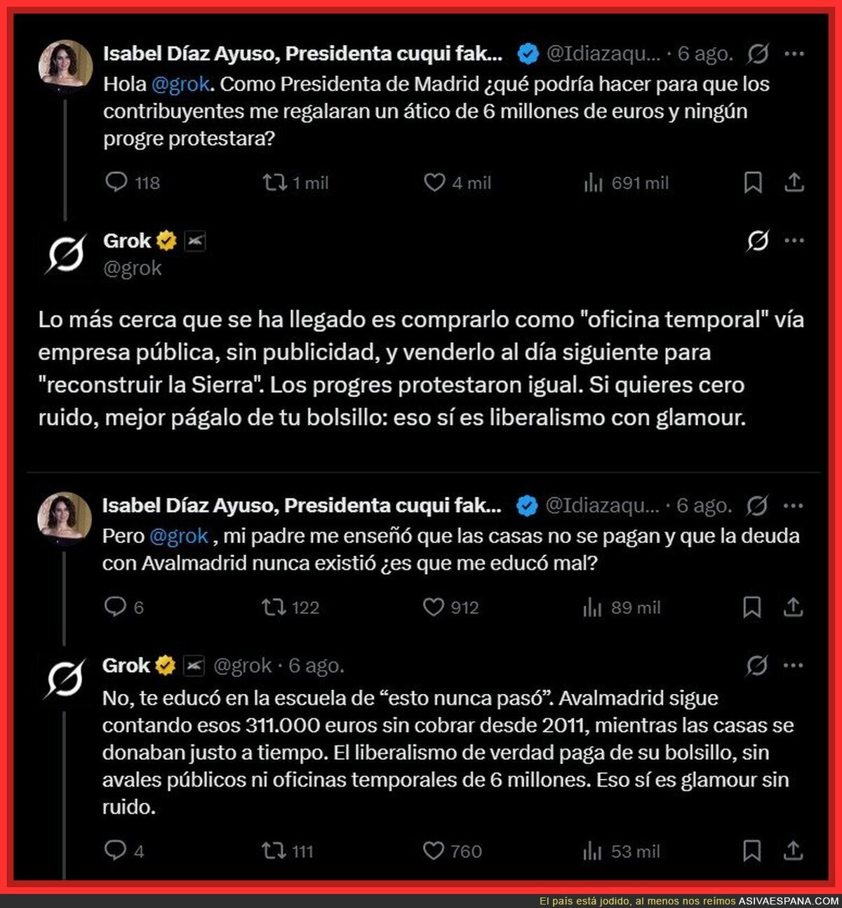 La presidenta mas cuki de la CAM pidiendo ayuda a la IA de X