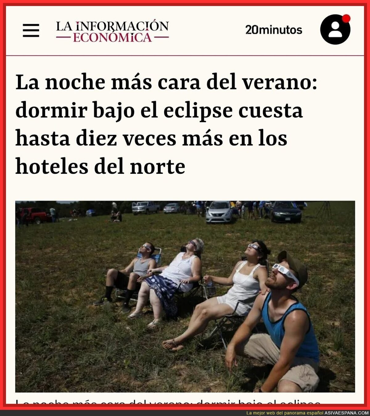La gente gast&aacute;ndose 300&euro; en hotel para ver un eclipse que dura 3 segundos