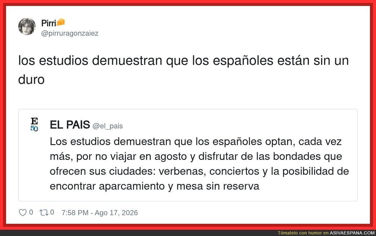 Que optamos por no viajar, dice