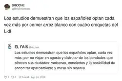 Los espa&ntilde;oles cuando El Pa&iacute;s intenta hacerles sentir culpa por comer bien barato
