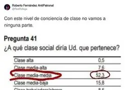 52% de conciencia de clase pero no sabemos ni si comeremos el mes que viene