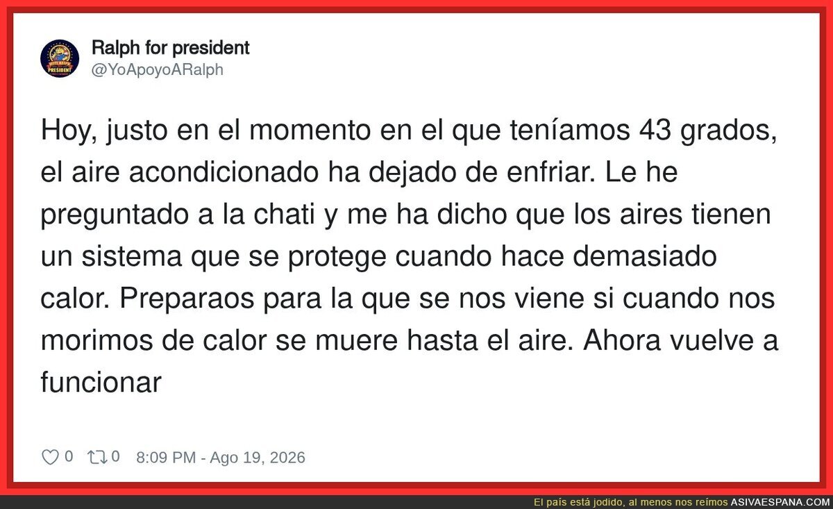 El aire acondicionado tiene un sistema de autopreservaci&oacute;n m&aacute;s avanzado que nosotros