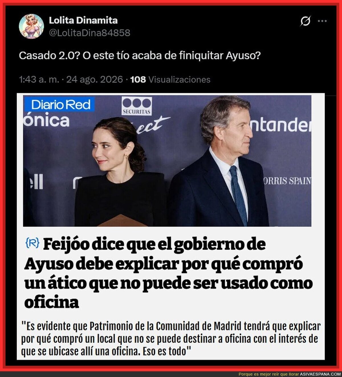 Feij&oacute;o no es Pablo Casado porque no quiere... Ayuso
