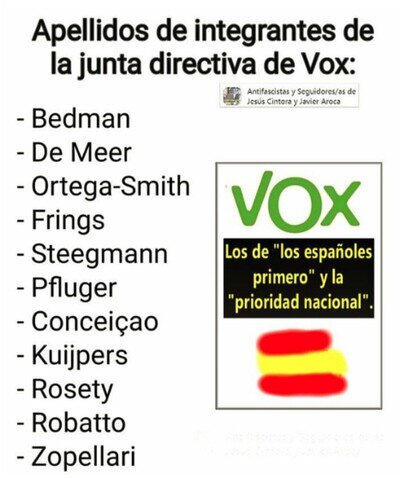 Vox defendiendo a los espa&ntilde;oles con la junta directiva m&aacute;s espa&ntilde;ola que existe